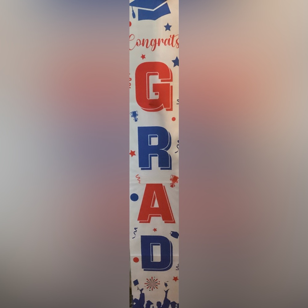NWT “Congrats Grad” Graduation Party Banner with Blue and Red Design